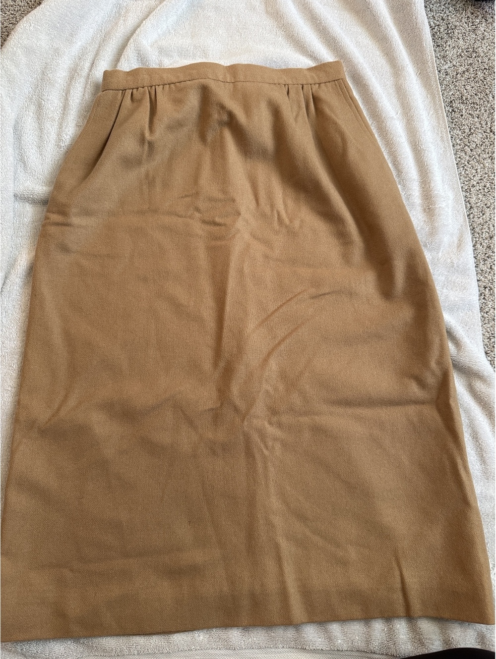 Talbots 100% Pure Wool Camel Midi Skirt Size 8